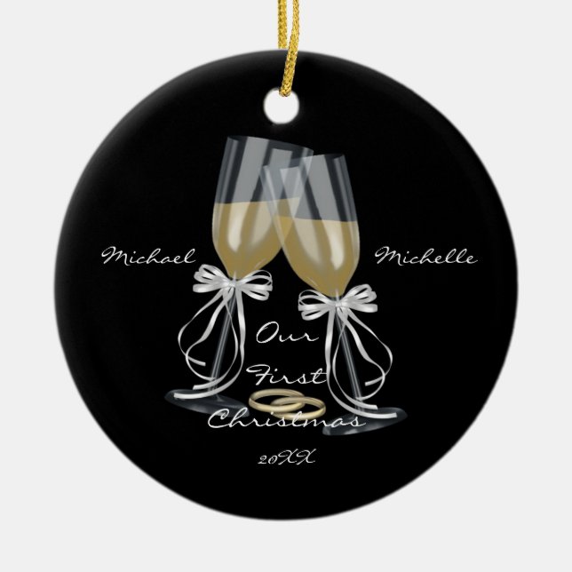 Wedding Toast Our First Christmas Ornament (Front)