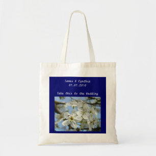 Wedding tote bag White Tree Blossoms Blue Sky
