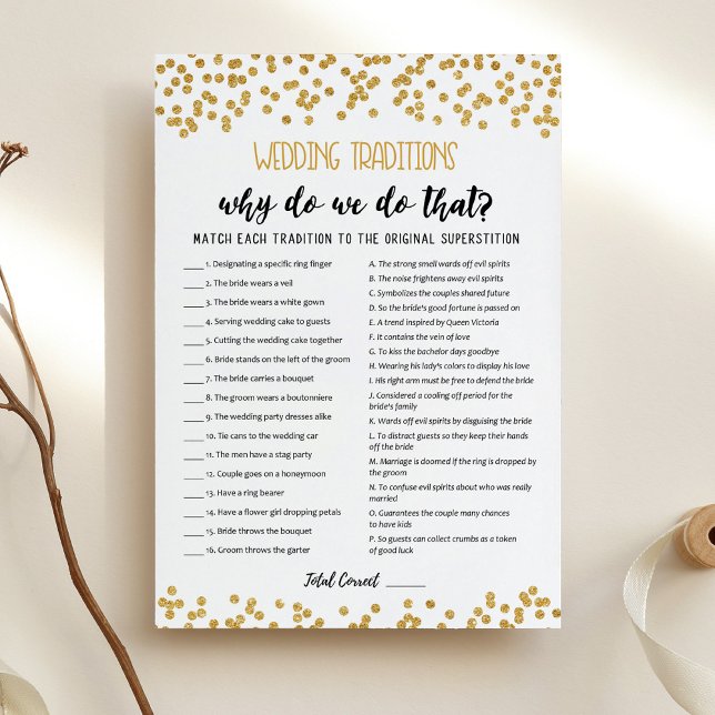 Wedding traditions with Answers game Card (Creator Uploaded)