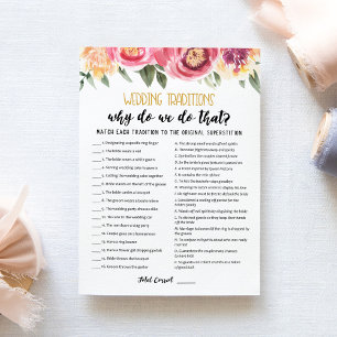 Wedding traditions with Answers game Card