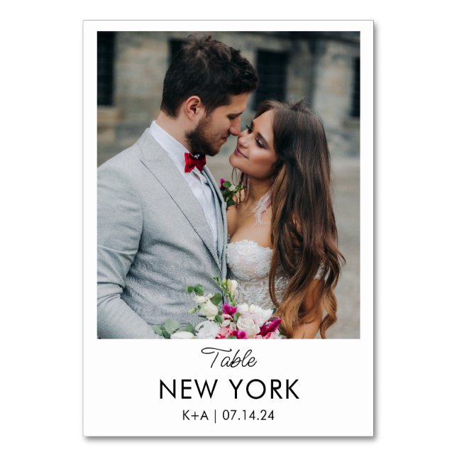 Wedding Travel Destination Photo & Name  Table Number (Front)