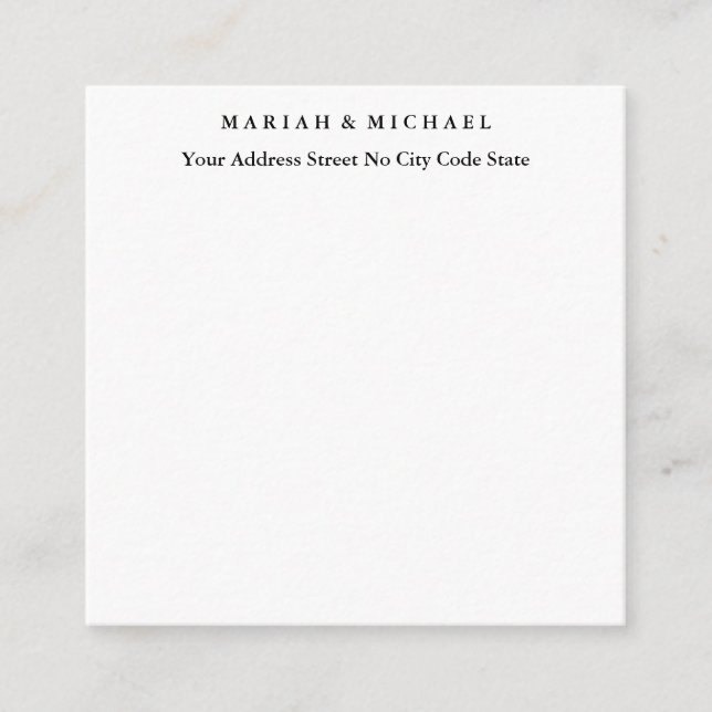 Wedding Trend Minimalist Professional Name Address Enclosure Card (Front)