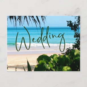 Wedding Tropical Beach Ocean Blue Destination Invitation Postcard
