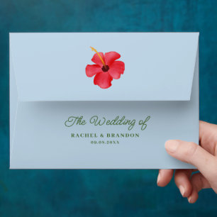 Wedding Tropical Floral Coastal Invitation Custom Envelope