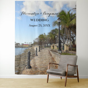 Wedding Tropical Palm Trees Photo Booth Backdrop Tapestry