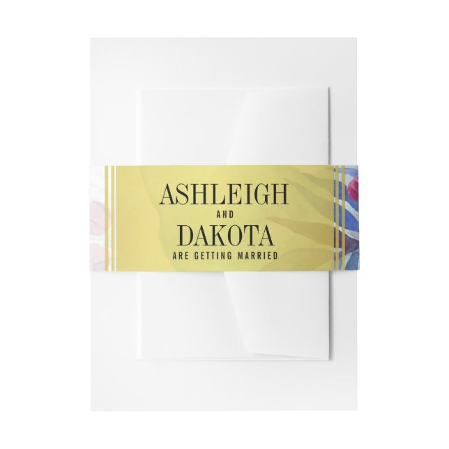 Wedding | Tropical Watercolor Flowers Invitation Belly Band (Front Example)