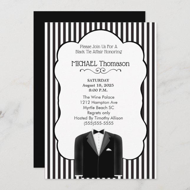 Wedding Tux Bachelor  Party  Invitation (Front/Back)