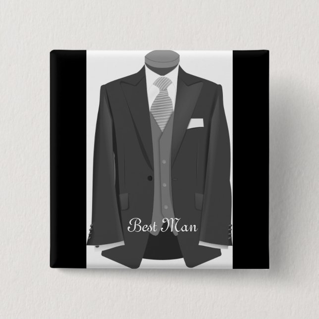 Wedding Tuxedo Best Man Pin Button Badge Gift (Front)