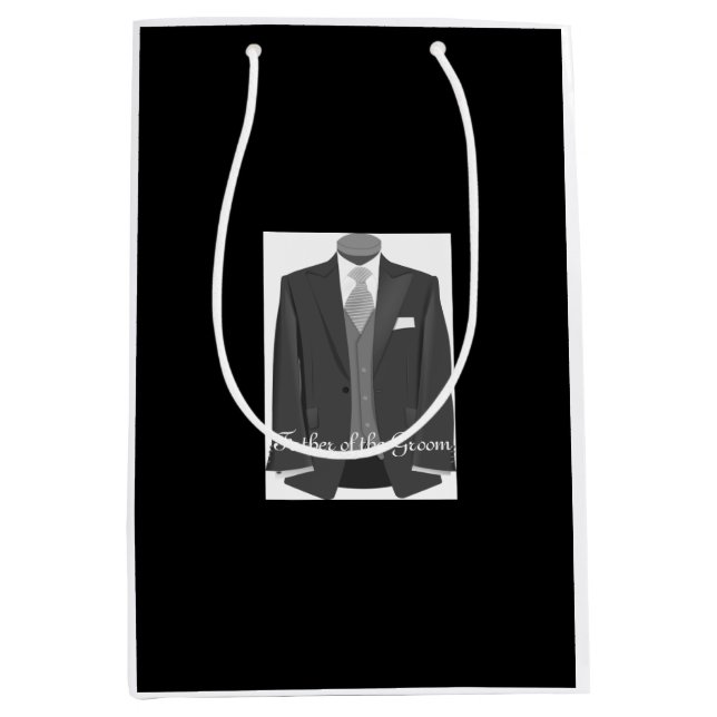 Wedding Tuxedo Father of the Groom Black Gift Bag (Front)