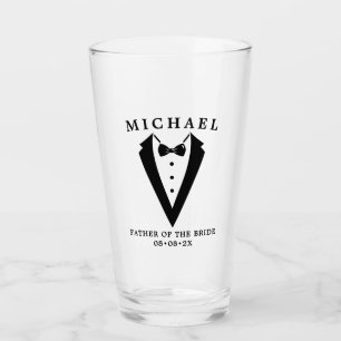 Wedding Tuxedo Personalised Father Of the Bride Glass