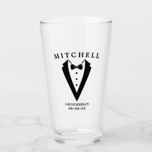Wedding Tuxedo Personalised Groomsman Glass