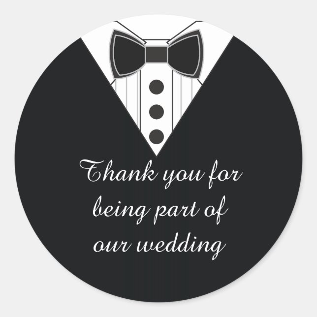 Wedding Tuxedo Thank You Favour Stickers (Front)