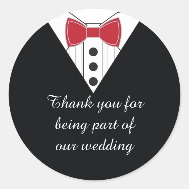 Wedding Tuxedo Thank You Favour Stickers (Front)