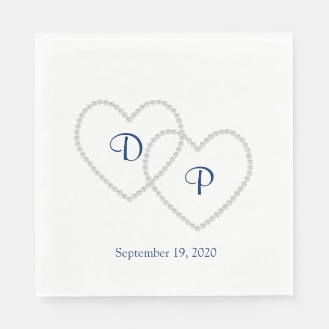 Wedding Two Hearts Paper Napkins (Front)