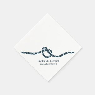 Wedding Tying the Knot Navy Blue Napkin