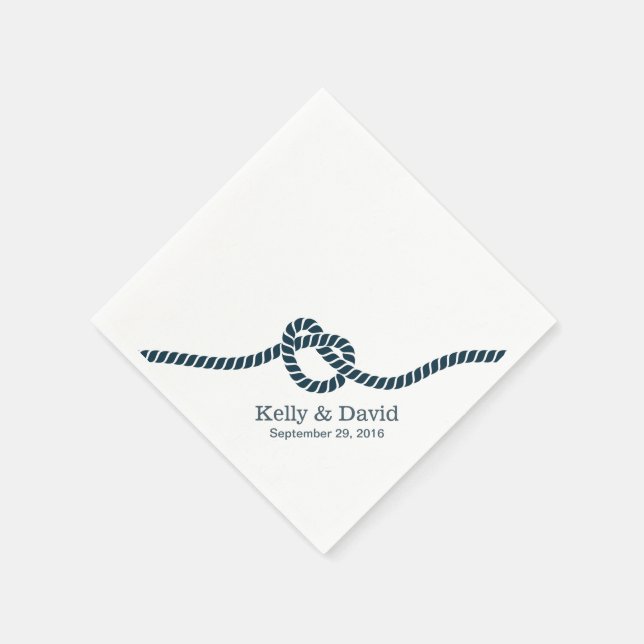 Wedding Tying the Knot Navy Blue Napkin (Corner)