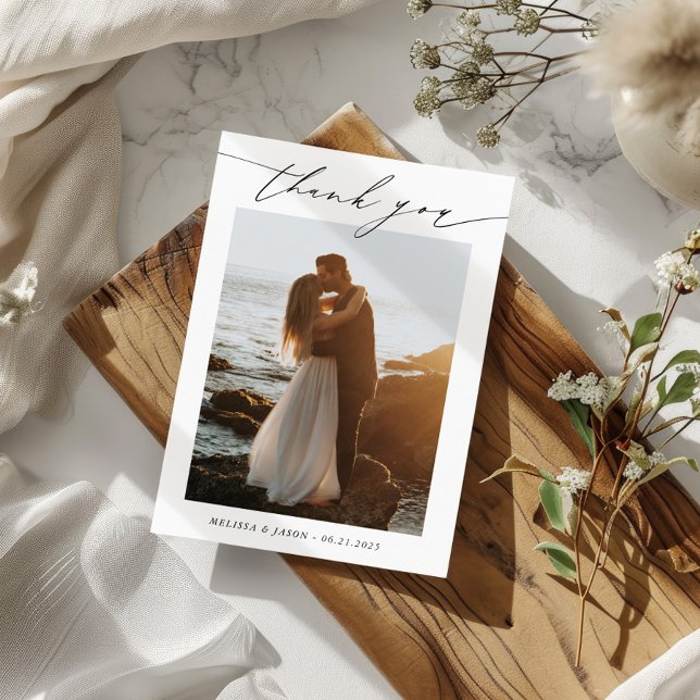 Wedding Typography Photo Thank You Card (Creator Uploaded)