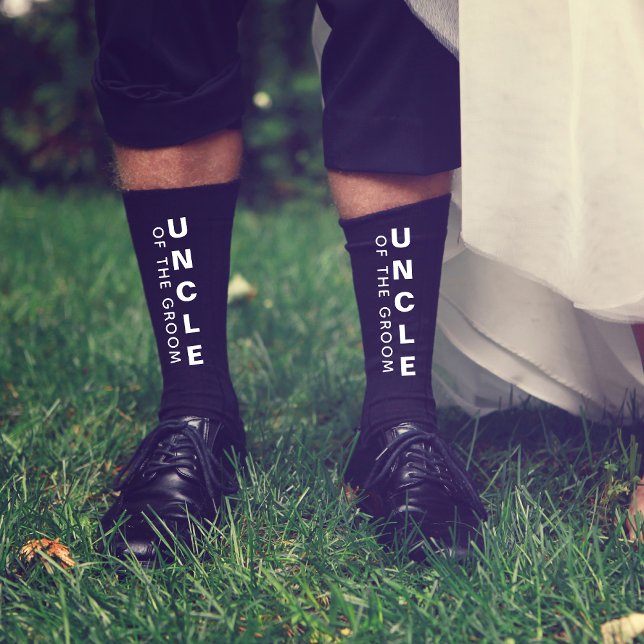 Wedding Uncle Of The Groom Personalised Black Socks (Creator Uploaded)