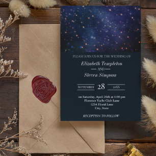 Wedding Under the Starry Night Sky Stars Blue Invitation