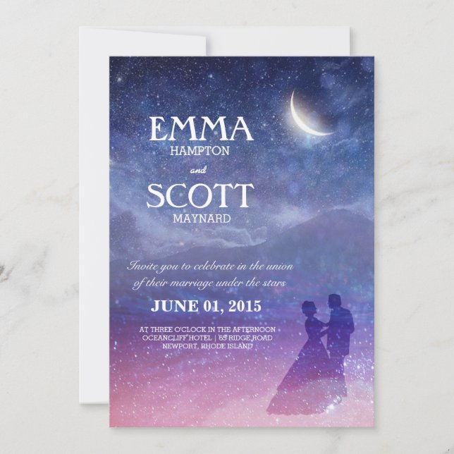 Wedding under the stars invitation dancing couple (Front)