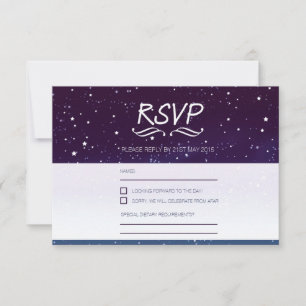 Wedding under the stars RSVP blue night sky Card