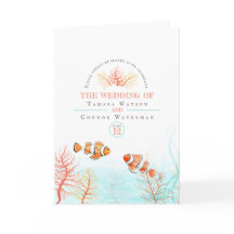 Wedding underwater art coral and fish watercolor