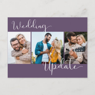 Wedding Update 3 Photo Purple Postponement Postcard