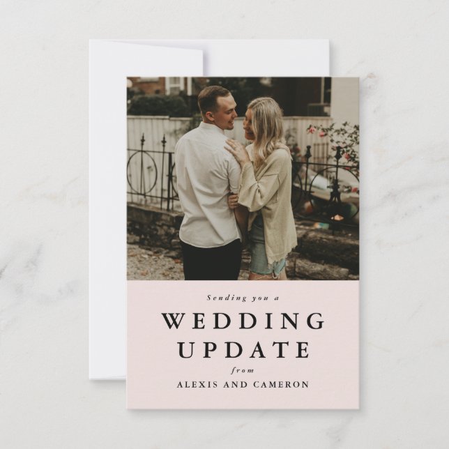 Wedding update change the date blush photo card (Front)