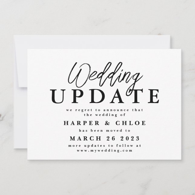 Wedding Update Change The Date Postponement Save T Save The Date (Front)