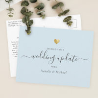 Wedding Update Elegant Script Gold Light Blue