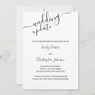 Wedding Update Elegant Script Postponement Card