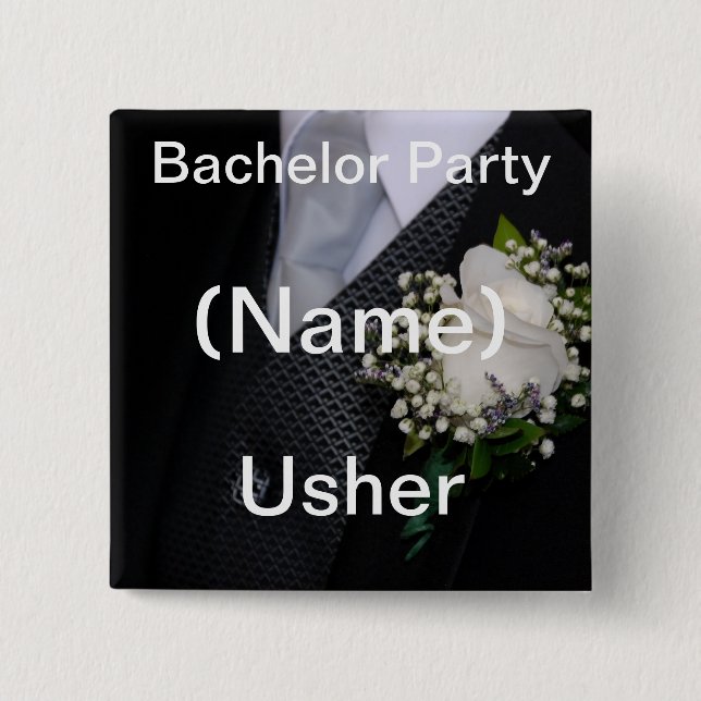 Wedding Usher 15 Cm Square Badge (Front)
