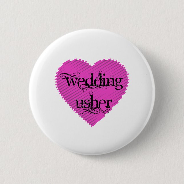 Wedding Usher 6 Cm Round Badge (Front)