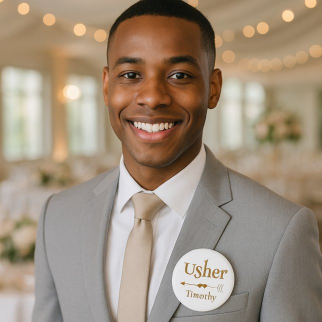 Wedding Usher 6 Cm Round Badge (Creator Uploaded)