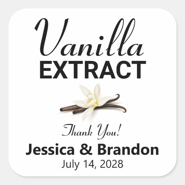 Wedding Vanilla Bean Sugar Favor label (Front)
