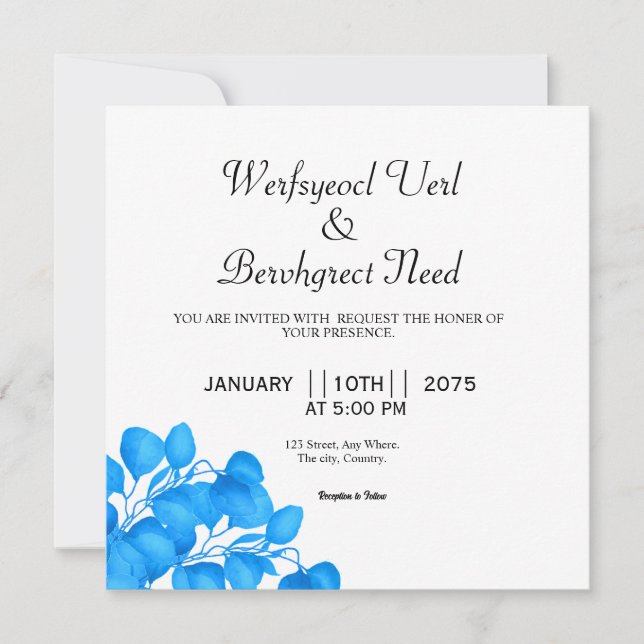 Wedding Vector Of Floral Invitation Card Design (Front)