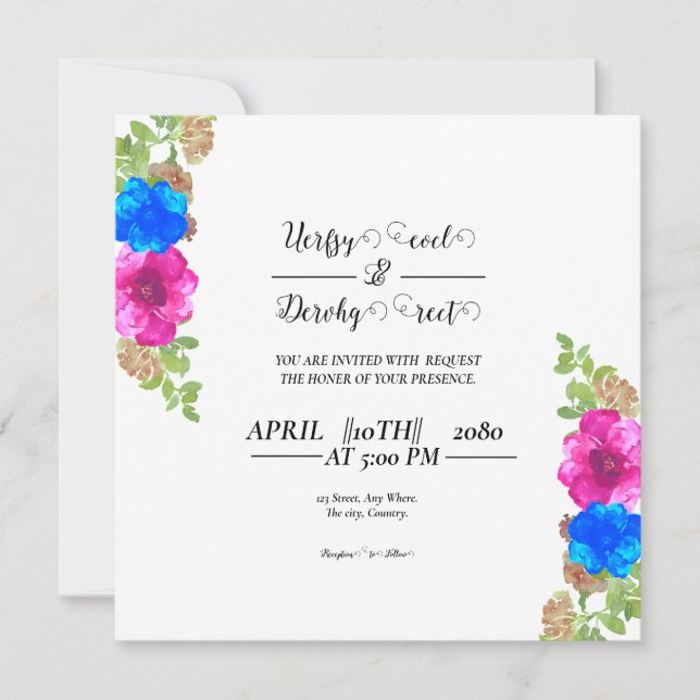 Wedding Vector Of Floral Wedding Invitation Design (Front)