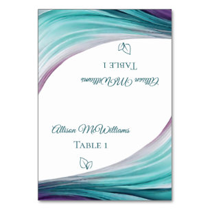 Wedding-Vegetarian Icon-Purple and Teal- Table Number