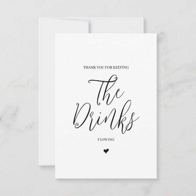 Wedding Vendor Thank You Card- Bartender Card (Front)