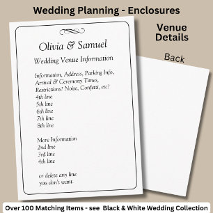 Wedding Venue info - Black White Infinity Scroll, Enclosure Card