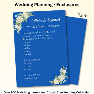 Wedding Venue info - Cobalt Blue & White Roses Wed Enclosure Card