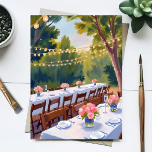 Wedding Venue Watercolor Painting Floral Botanical Postcard