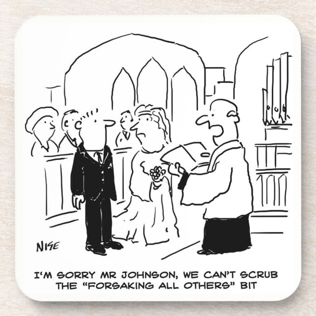 Wedding. Vicar and Bridegroom Joke Coaster (Front)