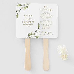 Wedding Vines Leaves Greenery Botanical Gold Hand Fan