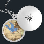 Wedding Vintage Bluebird Anniversary Necklace<br><div class="desc">Keepsake Necklaces Choose either Silver Plated Gold Finish or Sterling Silver Unique Personalised Custom !st Christmas Gift Wedding Keepsake Wedding Party Necklaces - to change background colour - click customise - click edit - choose last tool in drop down menu and choose from one of the colours shown or enter...</div>