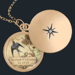 Wedding Vintage Bluebird Anniversary Necklace<br><div class="desc">Keepsake Necklaces Choose either Silver Plated Gold Finish or Sterling Silver Unique Personalised Custom !st Christmas Gift Wedding Keepsake Wedding Party Necklaces - to change background colour - click customise - click edit - choose last tool in drop down menu and choose from one of the colours shown or enter...</div>