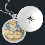 Wedding Vintage Bluebirds Anniversary Necklace<br><div class="desc">Keepsake Necklaces Choose either Silver Plated Gold Finish or Sterling Silver Unique Personalised Custom !st Christmas Gift Wedding Keepsake Wedding Party Necklaces - to change background colour - click customise - click edit - choose last tool in drop down menu and choose from one of the colours shown or enter...</div>