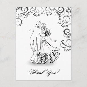Wedding Vintage Dance Couple Thank You Postcard