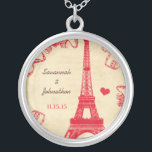 Wedding Vintage Eiffel Tower Anniversary Necklace<br><div class="desc">Wedding Keepsake Wedding Party Necklaces - to change background colour - click customise - click edit - choose last tool in drop down menu and choose from one of the colours shown or enter your rgb hex code for your custom wedding colour- to change font colour select the text you...</div>