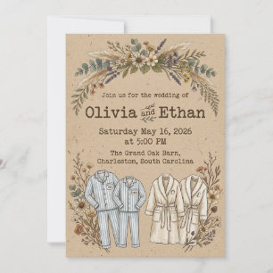 wedding Vintage Floral Barn Invitation